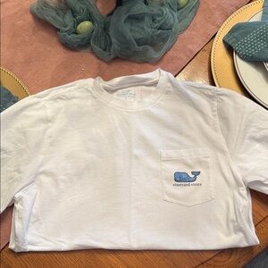Vineyard Vines Kids White Tee with Blue Logo